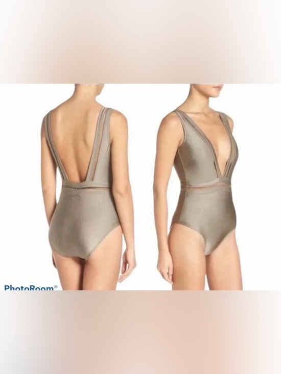 Ted Baker Other - Ted Baker London Deep V Khaki Pointelle One-Piece Swimsuit